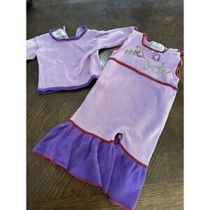 Vtg ZACKALI 4 KIDS 2pc SWEATER SET Purple MID-WEIGHT KNIT Flower TOP & PANTS 12M